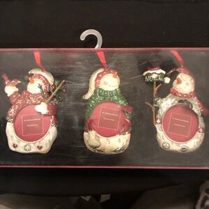 St. Nicholas Square Snowman Ornament Trio - Red, Green, and White